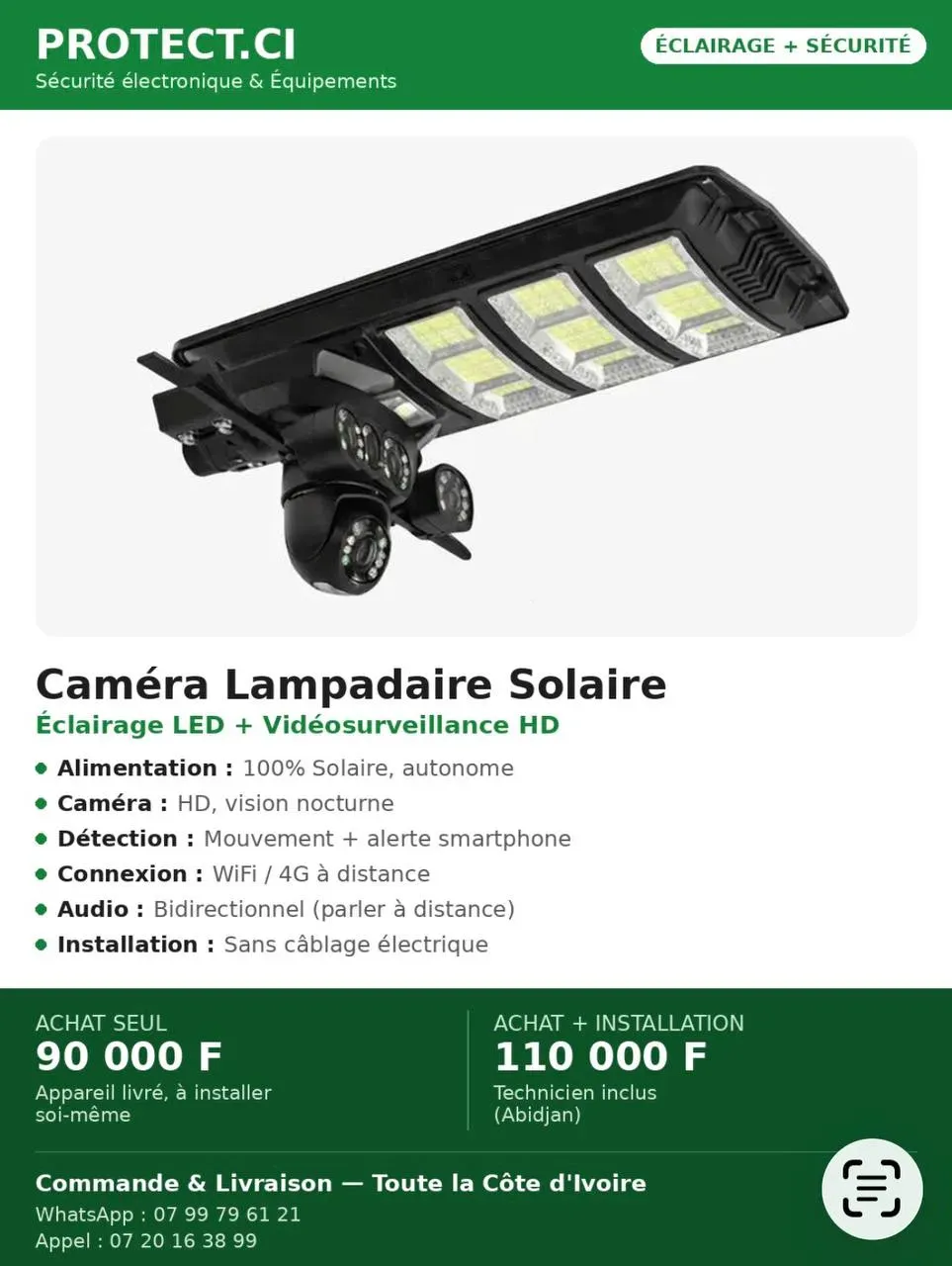 Camera lampadaire solaire
